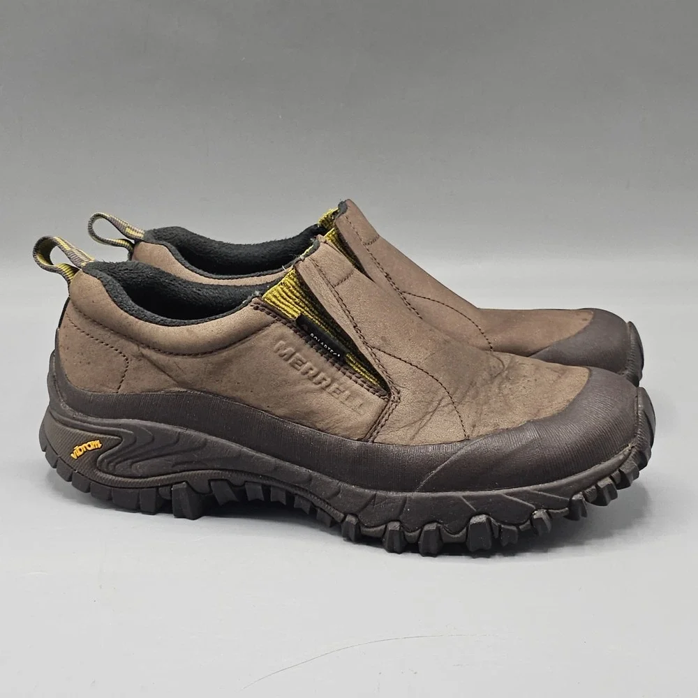 Merrell Shiver Moc Slip On Shoes Brown Leather Waterproof Vibram Sz 8 Polartec